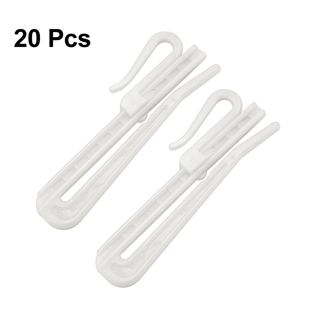 Adjustable Depth Pinch Pleat Locking Curtain Tape Clip Hook, Plastic, 20 Pcs
