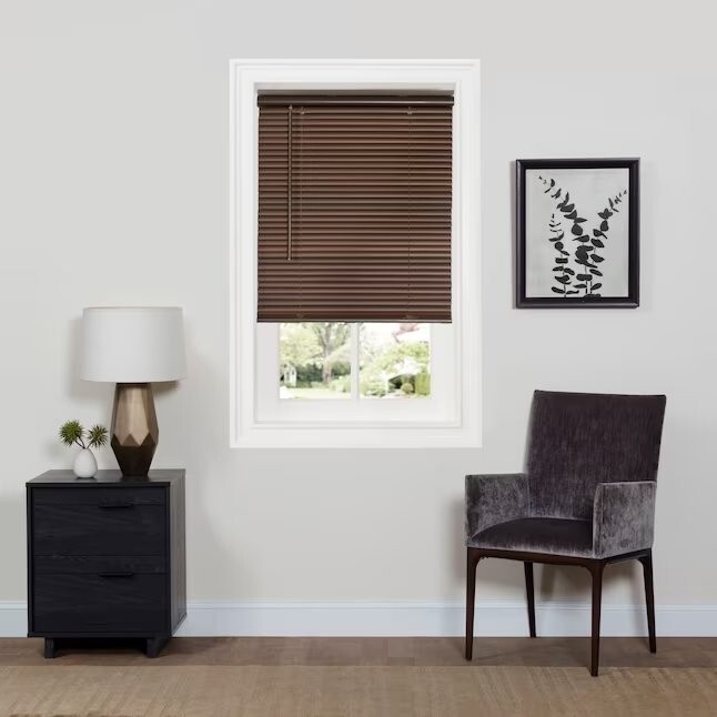 Achim GII Deluxe Sundown 1-in Slat Width 29-in x 64-in Mahogany Vinyl Mini Blind