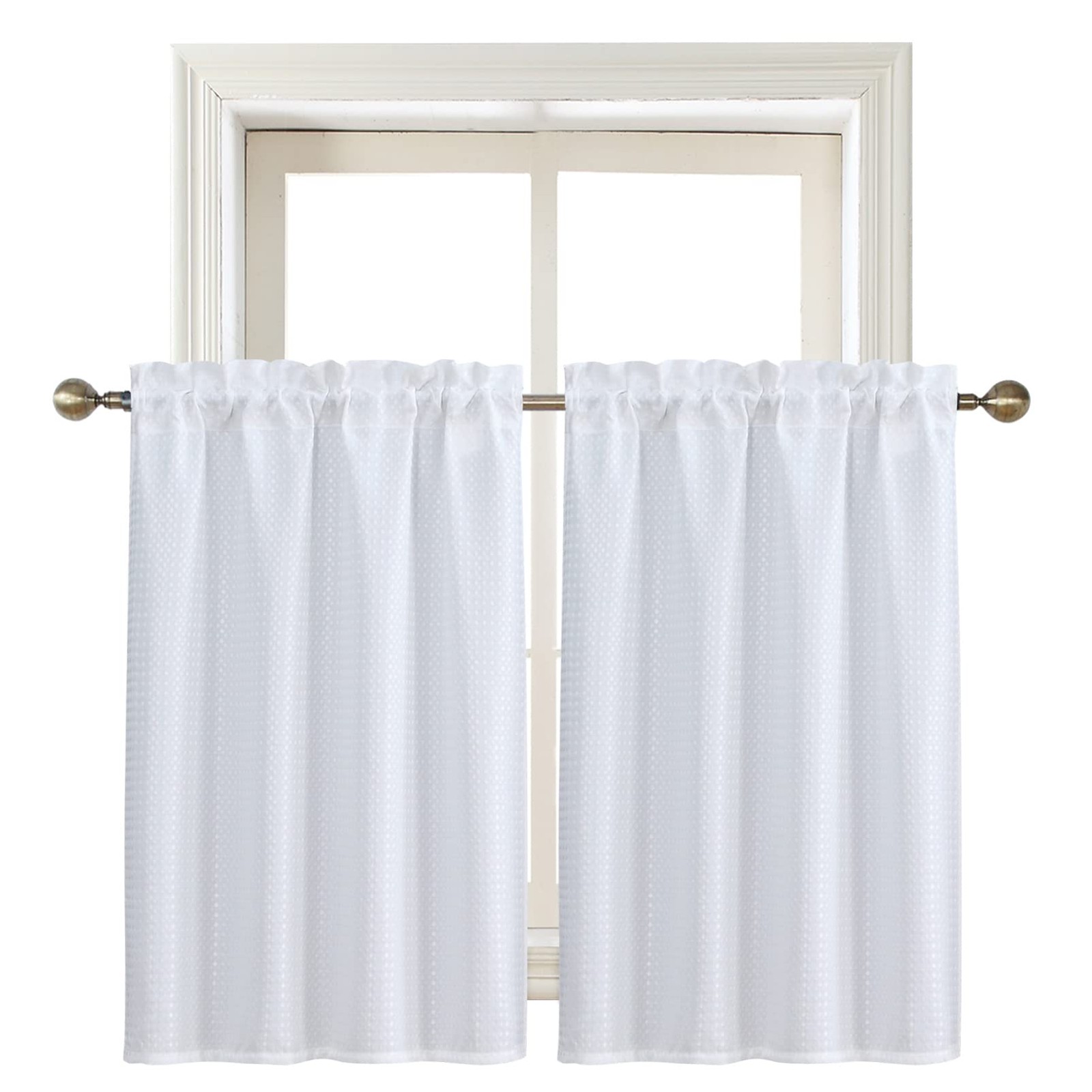 Home Queen White Water Resistant Bathroom Window Curtains,28WX45L Inch
