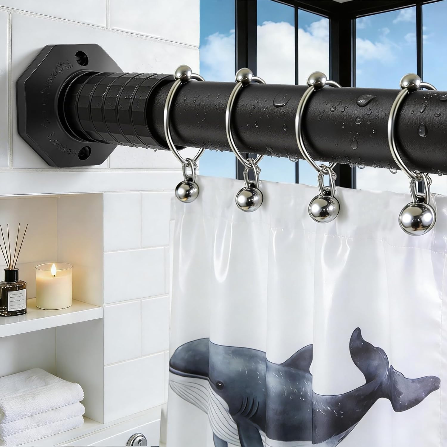Heavy Duty Adjustable Tension Curtain Rod 45-148 In, No Drill, Rustproof