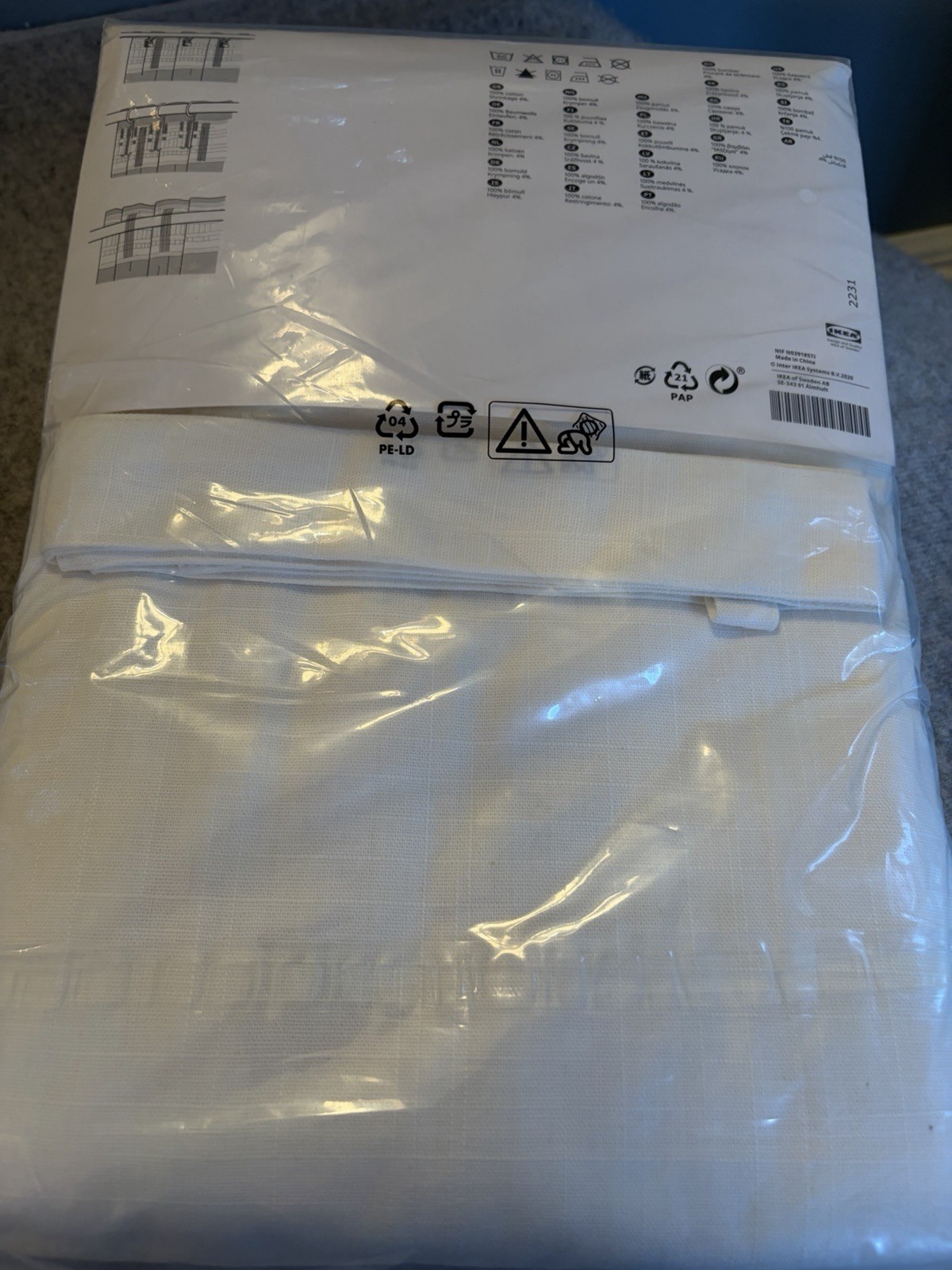 NEW IKEA Ritva Curtains 1 Pair 2 Panels 57”x 98 Cotton Drapes