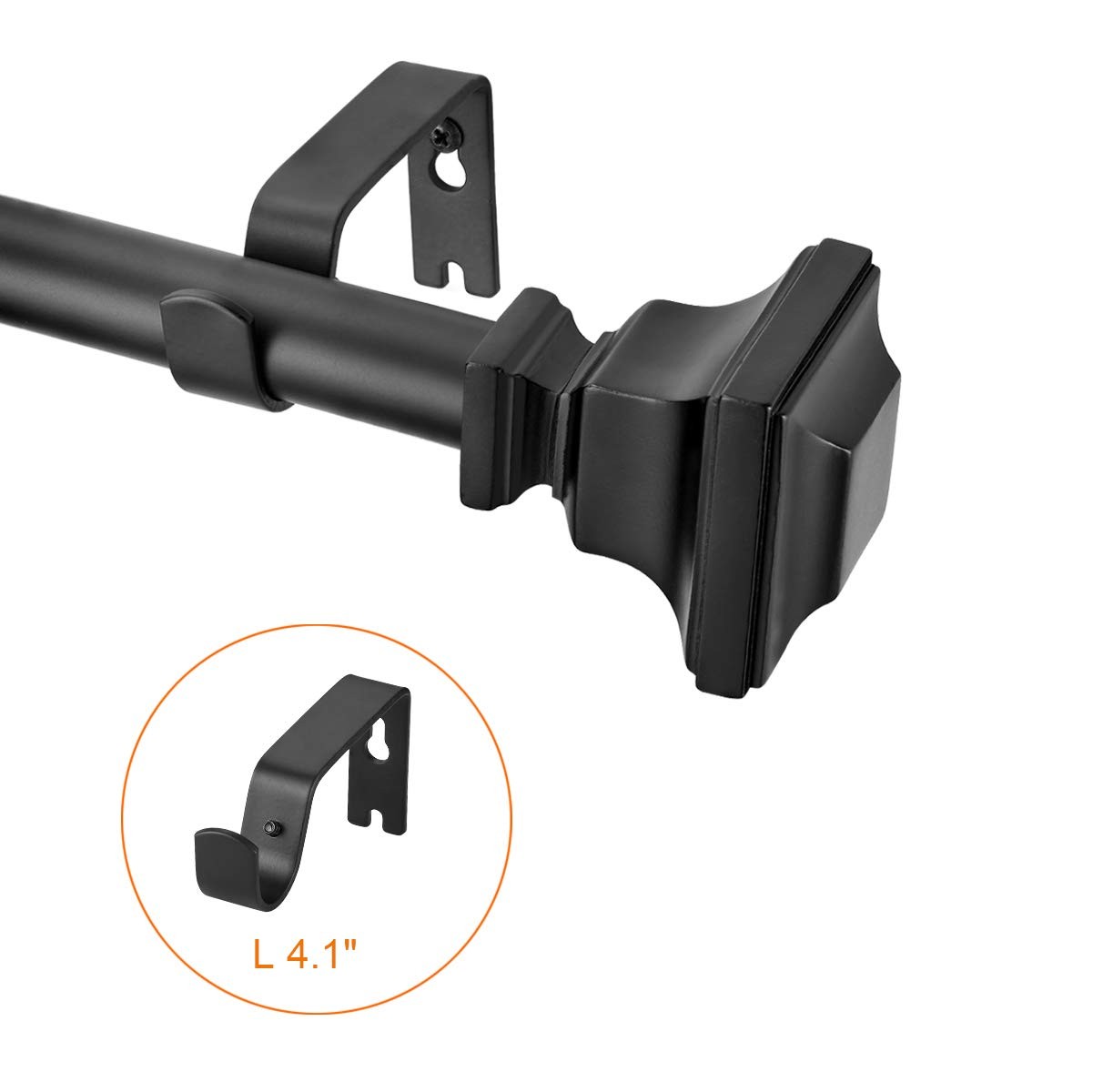 Rust-Resistant Iron Curtain Rods for Windows, 28-48 Inches, with Square Finia…