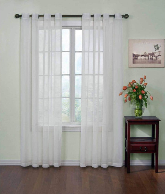 Curtainfresh White Solid Polyester 59 in. W x 63 in. L Sheer Single Grommet Top
