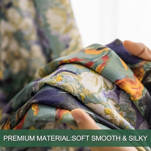 Dark Green Vintage Floral Blackout 52″W x 96″L (Pack of 2) Grommet-green