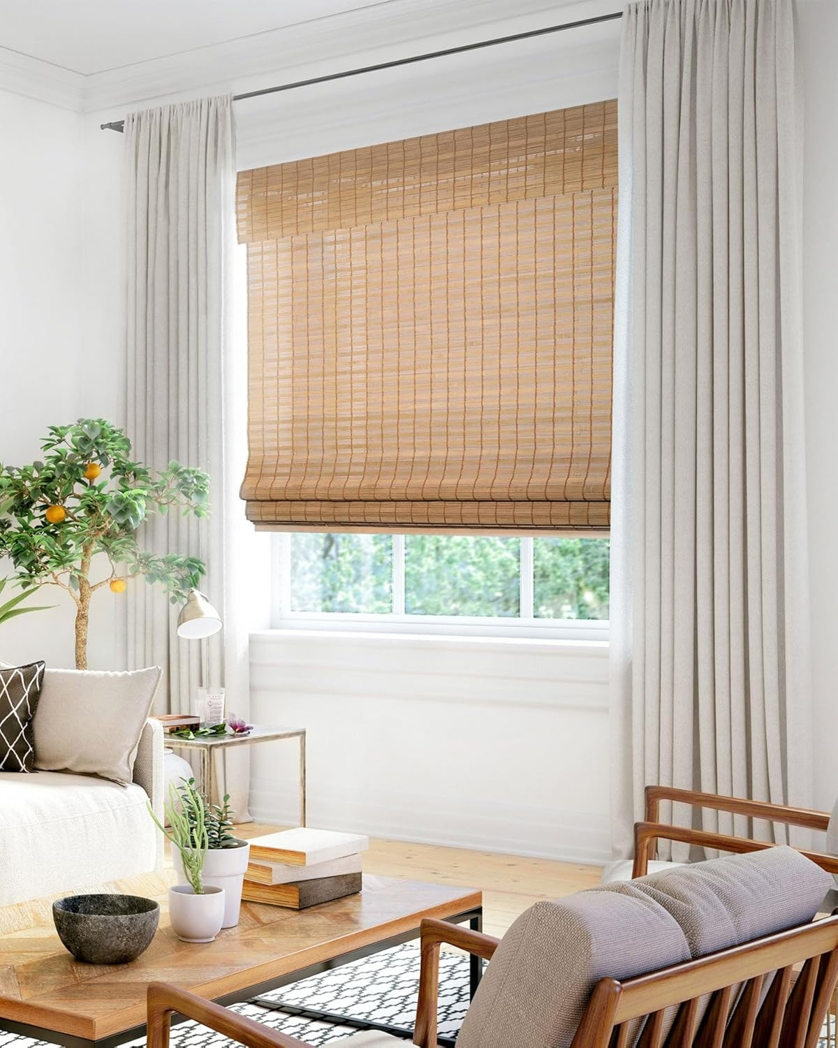 Bamboo Roman Shades – Customer Favorite Light Filtering Blinds for Windows, Prem