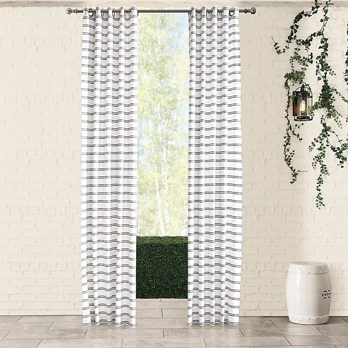 Ballard Designs Halyard Stripe Sunbrella® Outdoor Drapery Panel…