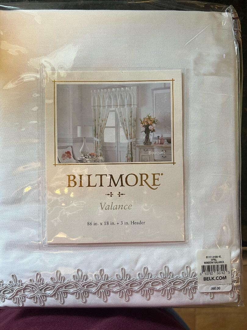 Biltmore For Your Home Valance 86 x 18 OPAL/WHITE Brand New