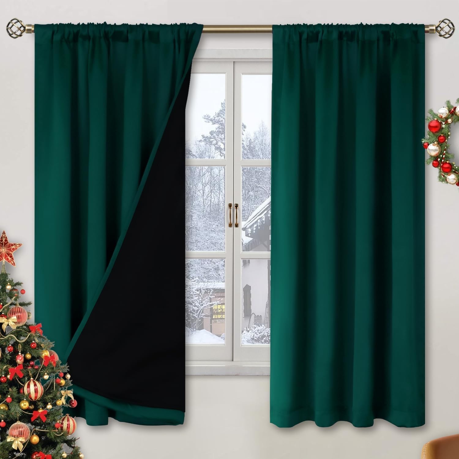 100% Full Blackout Curtains 2 Panels Set Thermal Insulated Soundproof Drapery