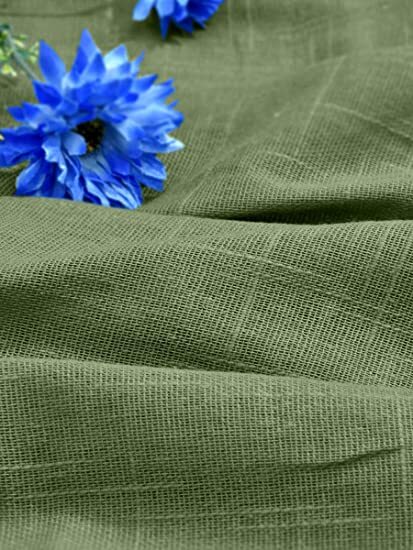 Linenweaves Cotton Linen Solid Window Curtain Set With Eyelet Rings 4.5ft x 5 ft