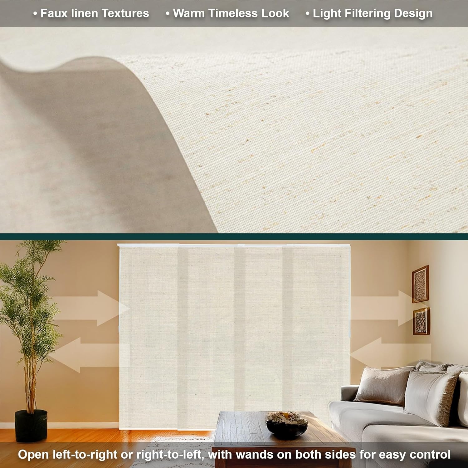 Panel Track Blinds for Sliding Glass Door, Adjustable Track for Patio Entry,