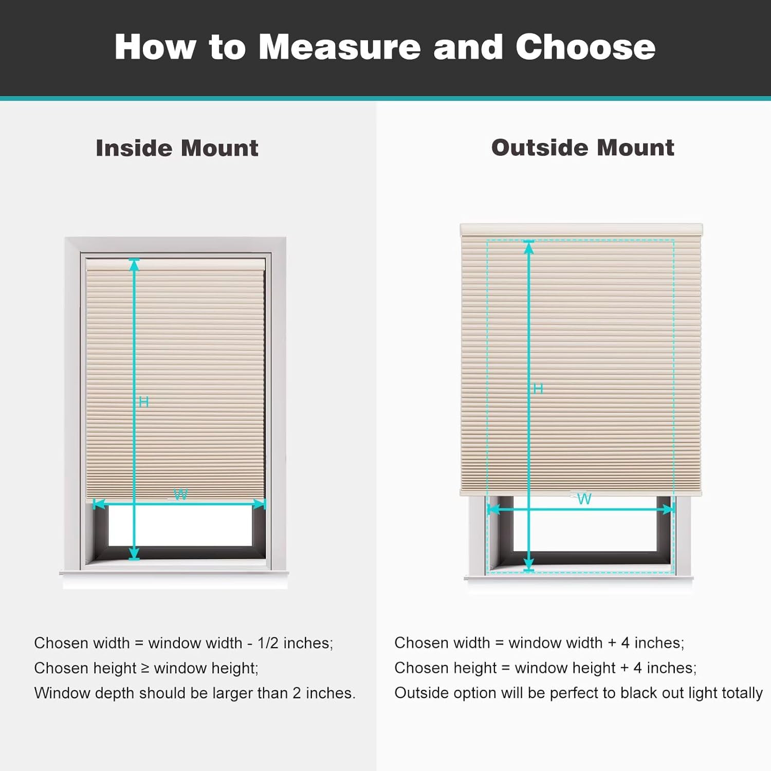 Beige Cordless Blackout Cellular Shades for Windows 28″ W X 64″ H