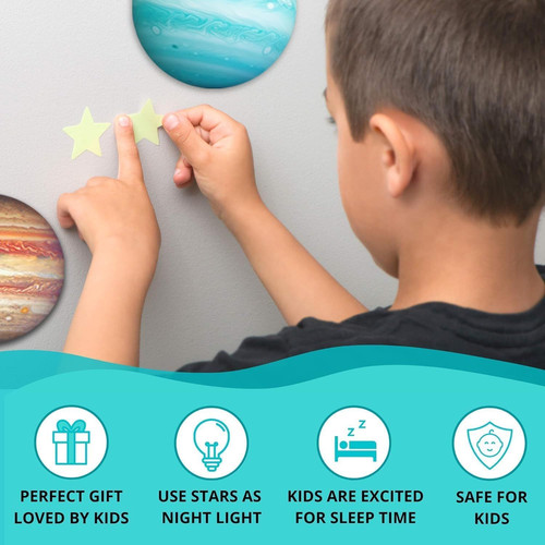 LUMOSX Glow in the Dark Stars and Planets – 534 pcs with Blue
