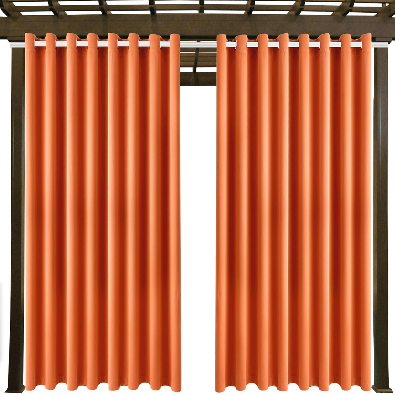 Waterproof Orange Outdoor Curtains W105 x L108 – 2 Panels for Patio & Home