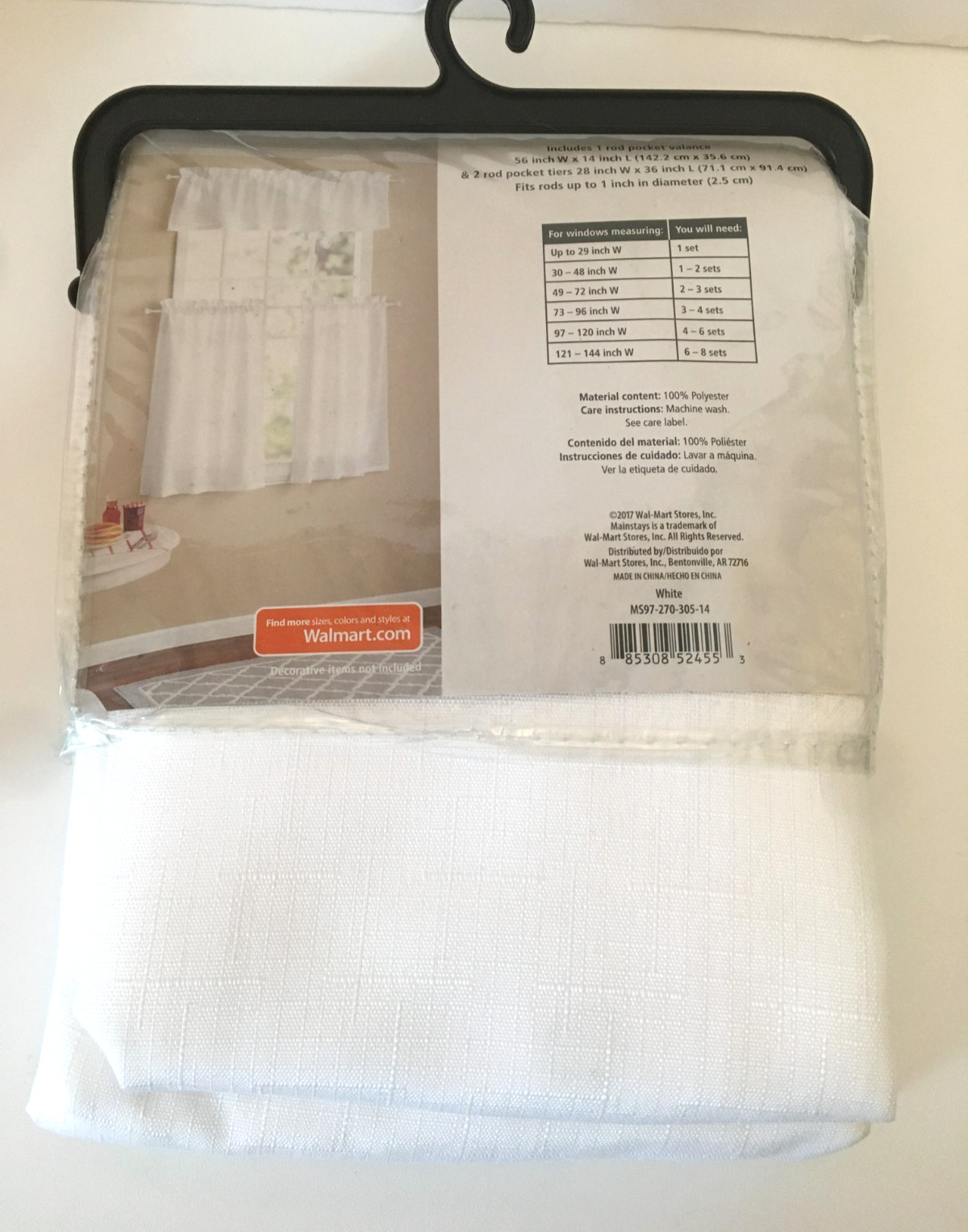 Small Window Rod Pocket Valance & Tiers White 3 Piece Set 36″ Mainstays 2017