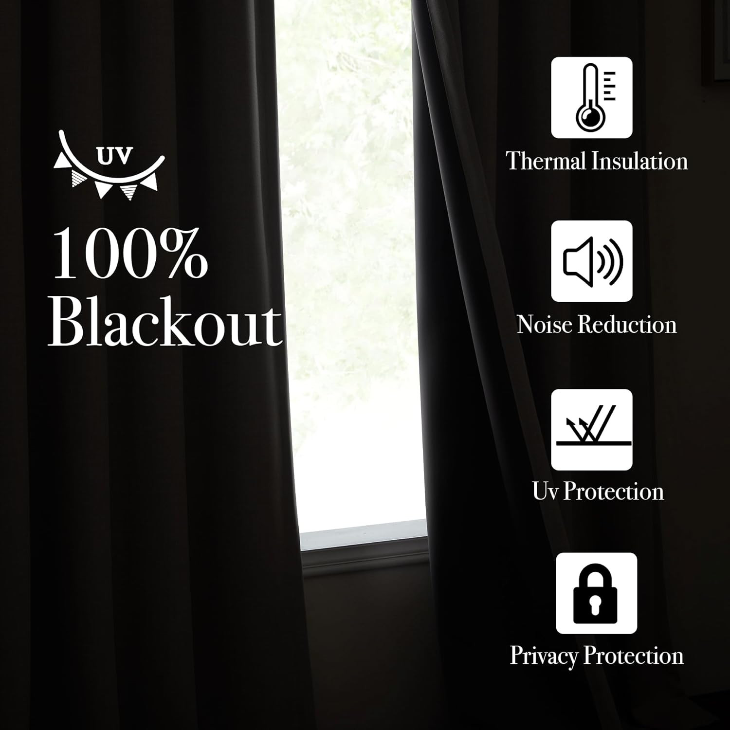Thick 100% Blackout Curtains 84″ – 2 Panels, Thermal Room Darkening Angora