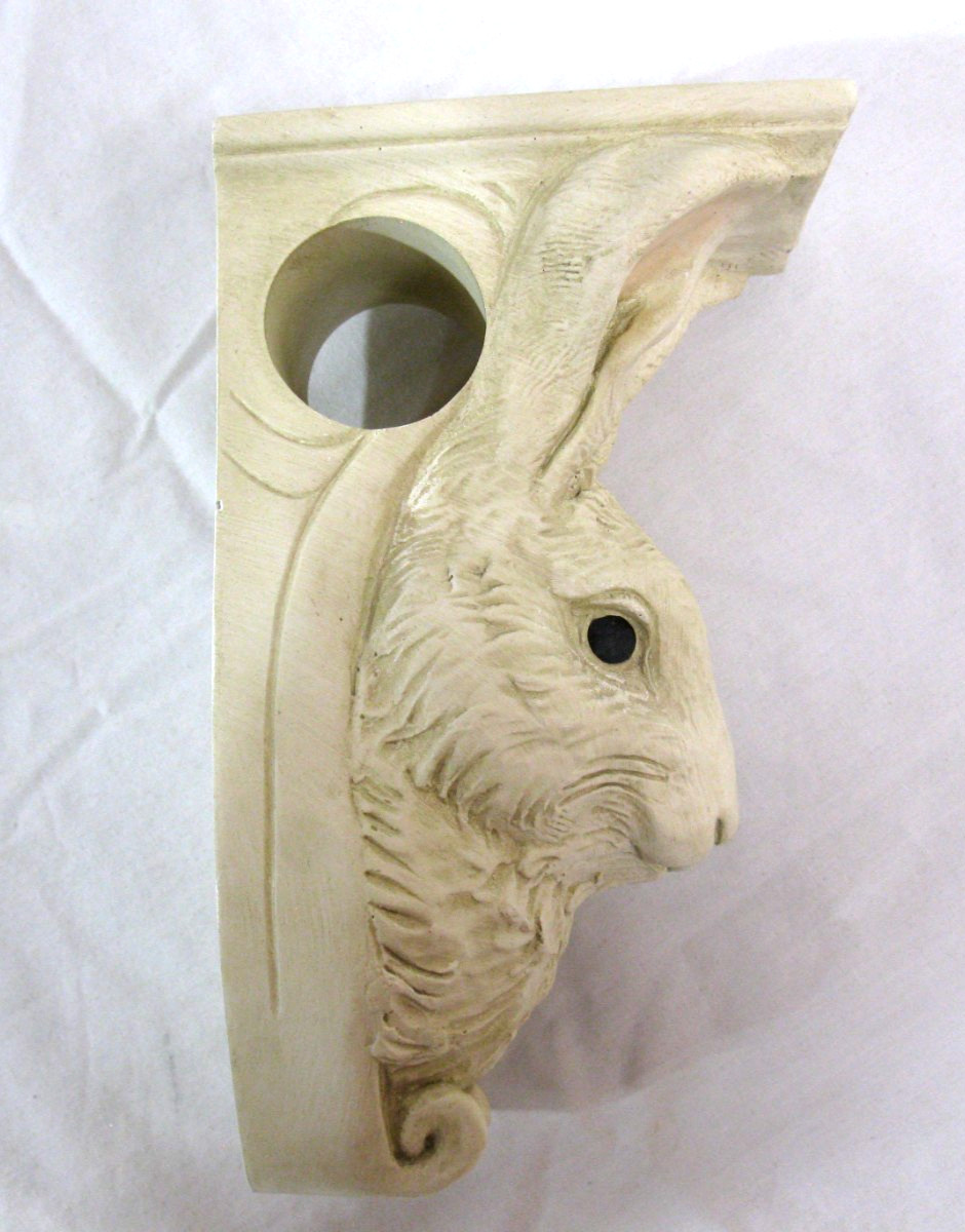 One Vintage 1995 Telle M Stein Rabbit The Stone Bunny Wall Bracket Shelf