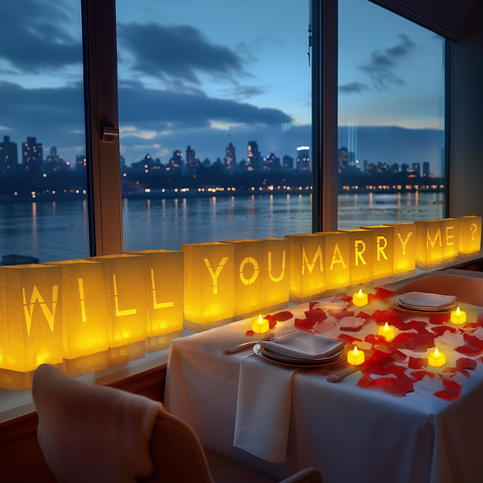 Will You Marry Me Light Up Letter Proposal Decor 2000 Rose Petal Luminary Bag