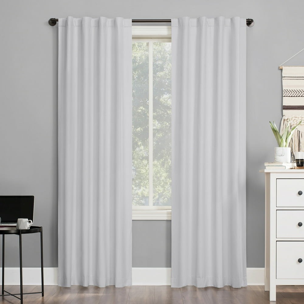 Sun Zero Cyrus Blackout Rod Pocket/Back Tab Curtain Panel White 40″x63″