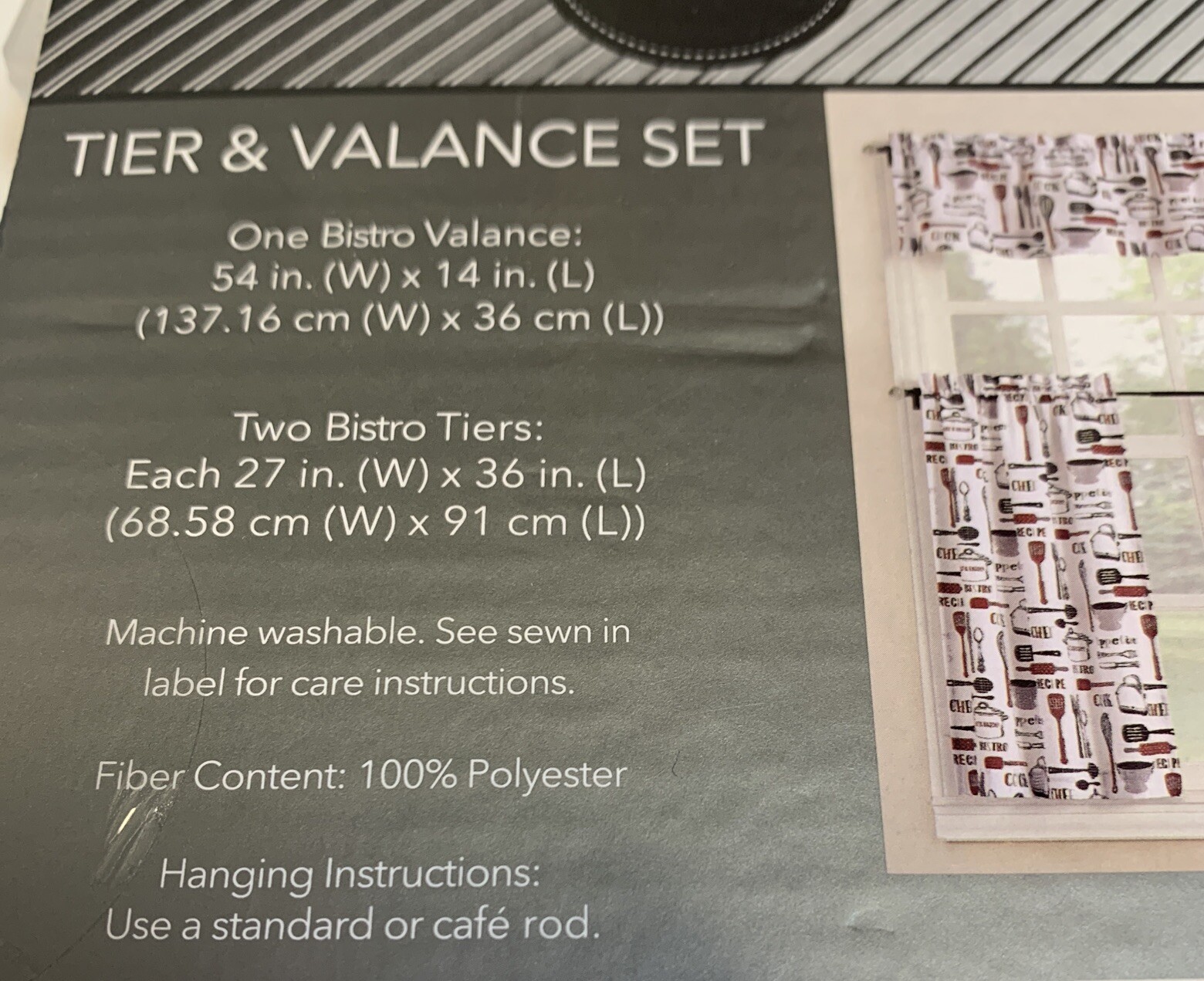 Living Colors Tier & Valance 3 Piece Set 1 Valance & 2 Tiers Super Cute