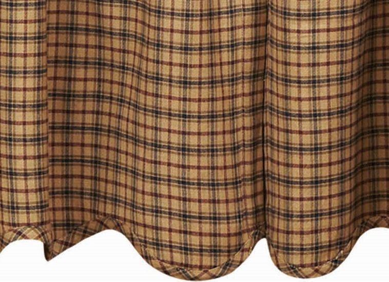 36″ Lodge Style Window Tier Set Lined Red Navy Tan Plaid Cafe Curtains Millsboro
