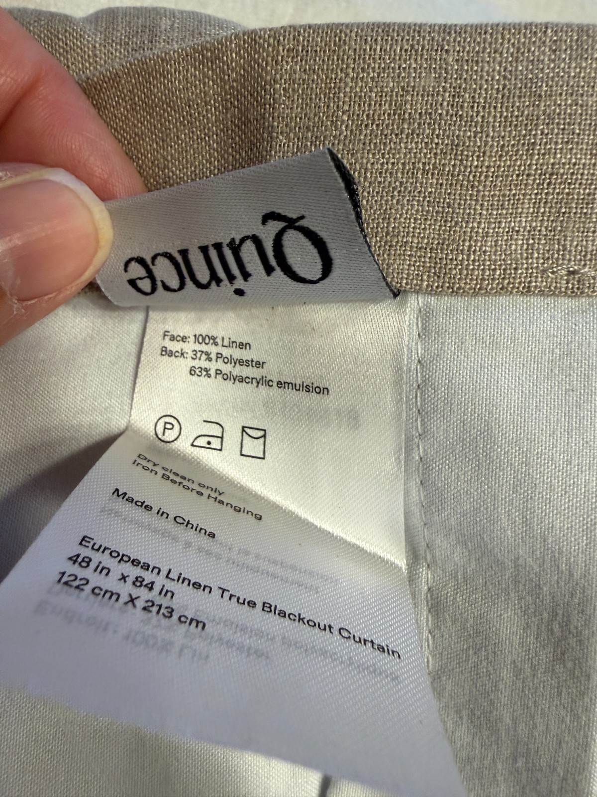 Quince European Linen True Blackout Curtain 48×84 Taupe NWT Single Panel