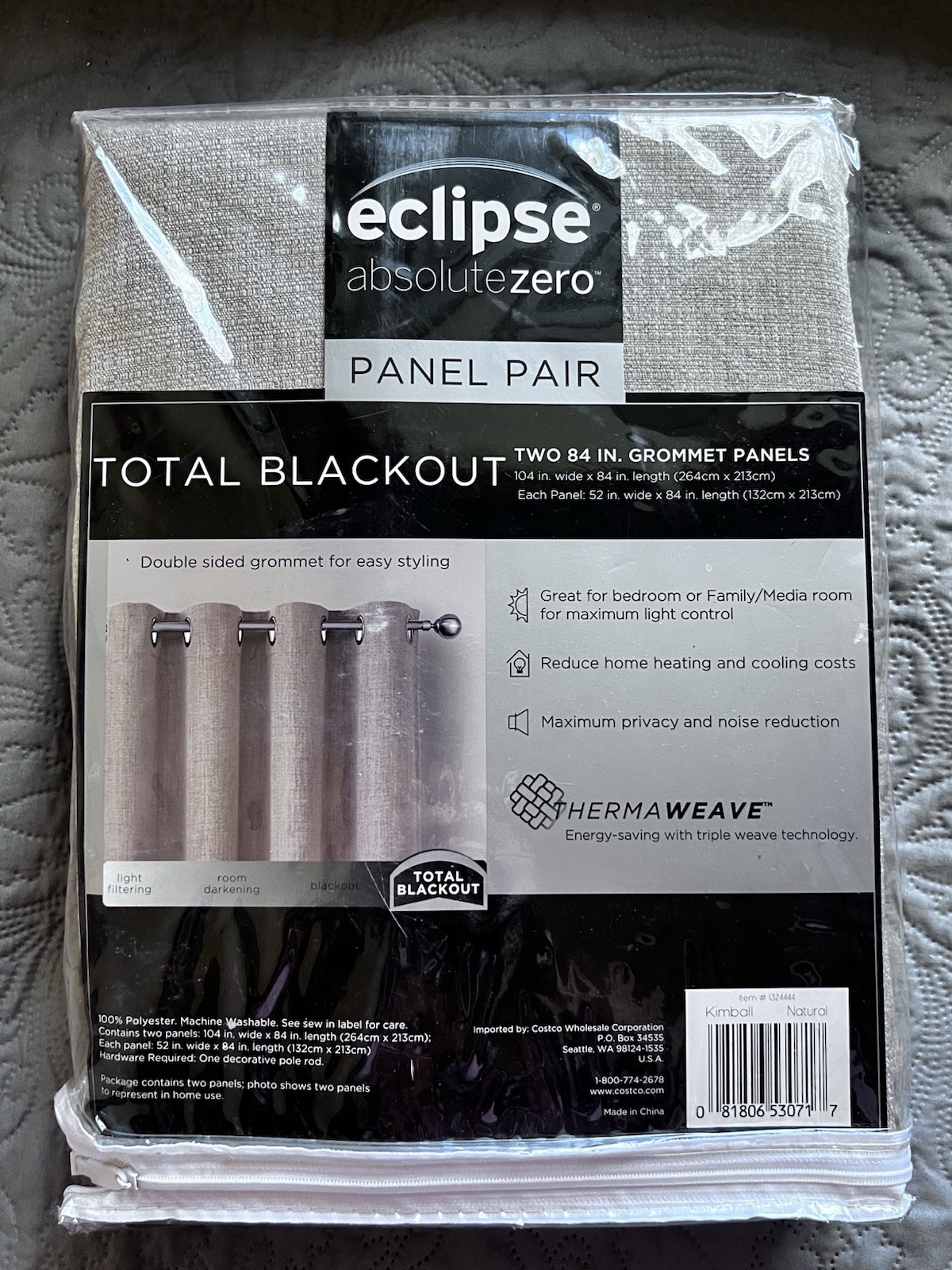 Eclipse absolutezero Total Blackout Panel Pair 104 in Width x 84 Length each