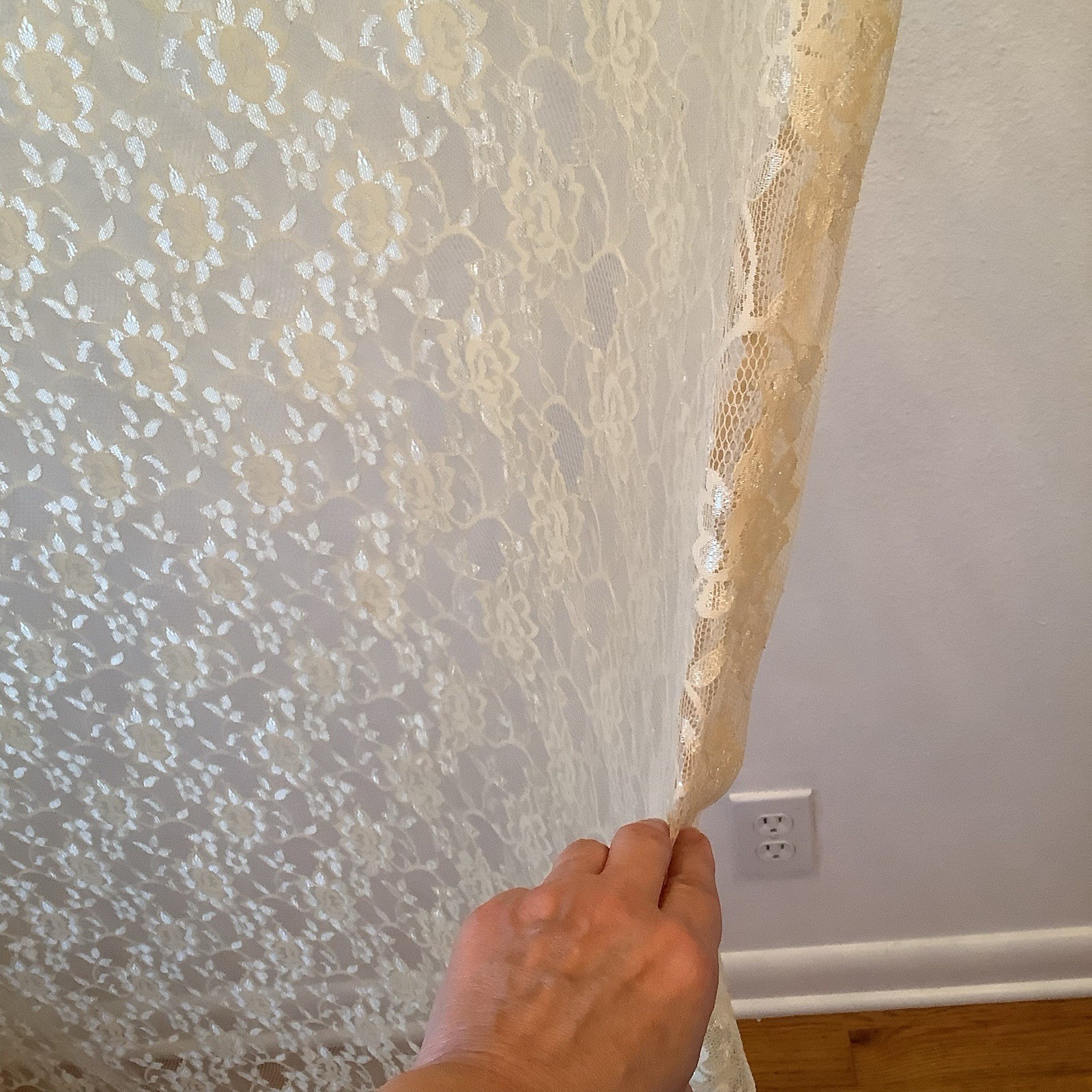 Chantilly Tea Colored Lace Window Curtain Romantic Antique Lace Fabric Panel