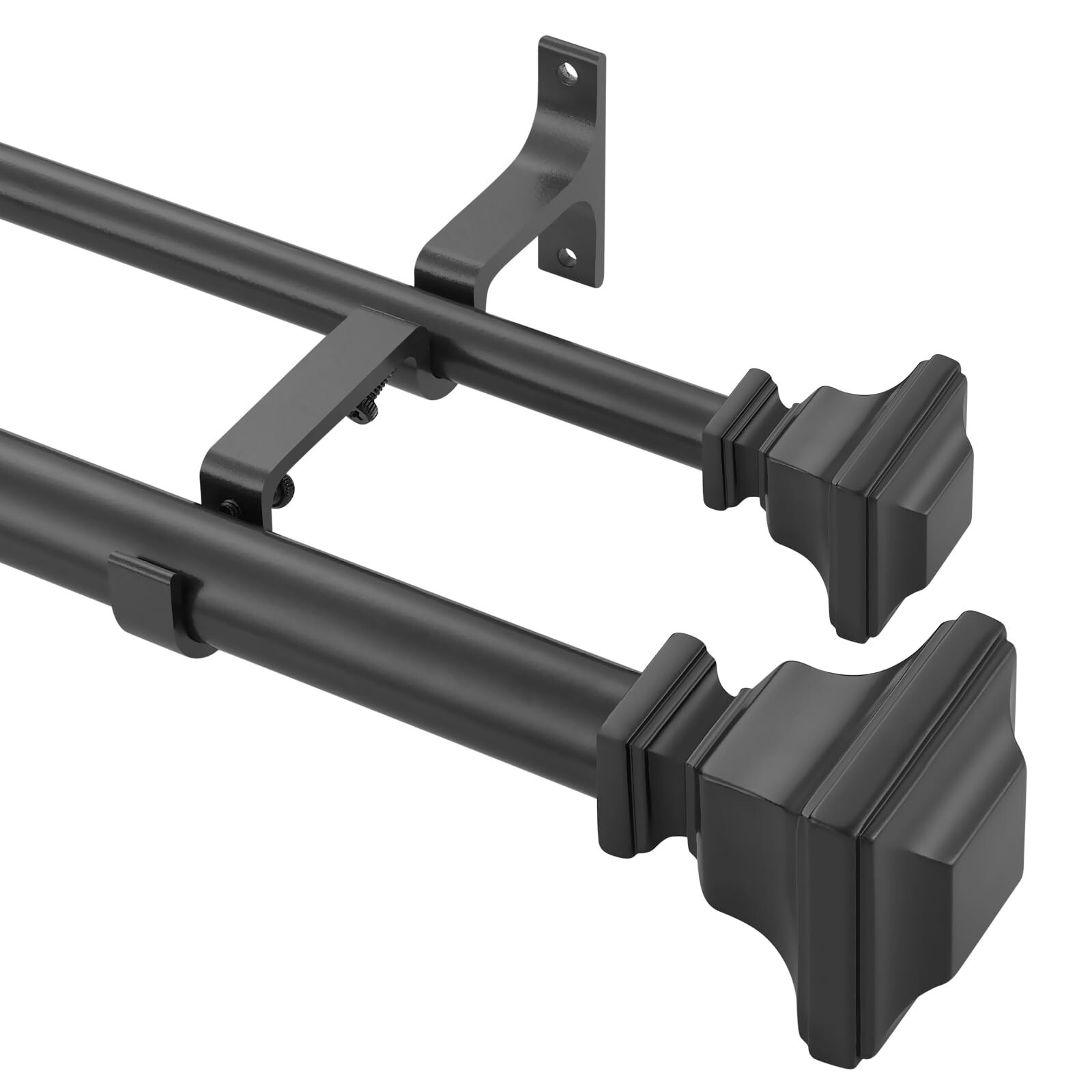 Double Curtain Rod, 1 inch Adjustable Heavy Duty Drapery Double Rod for Windo…