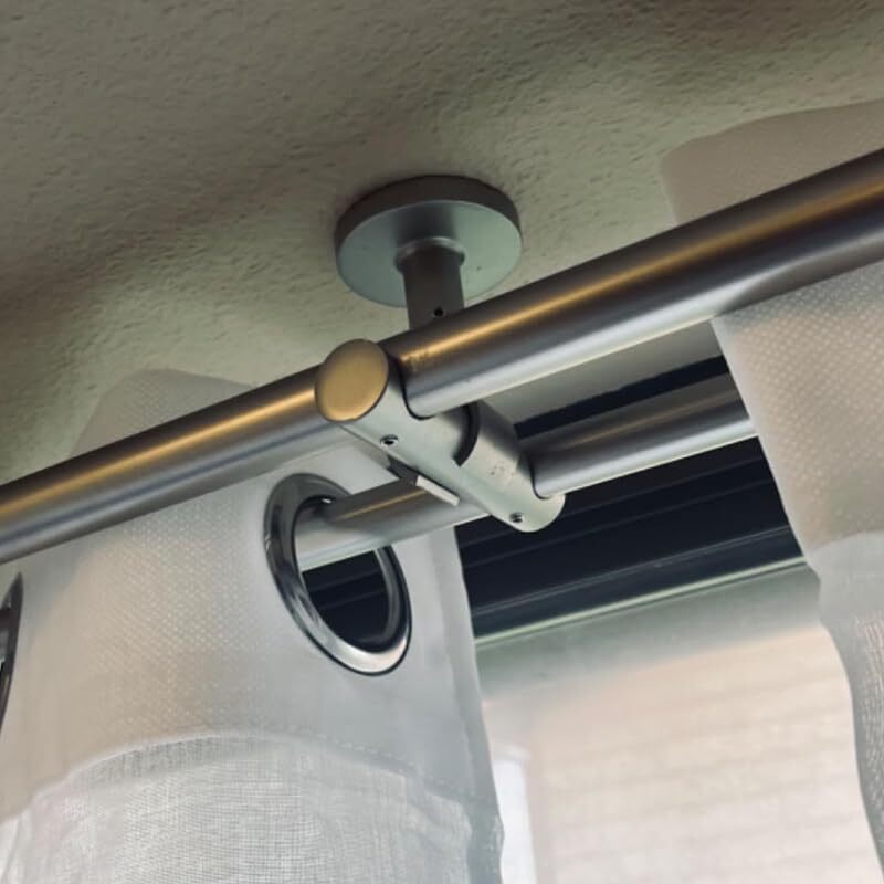 2 Pack Double Curtain Rod Bracket 19mm Satin Silver Ceiling Mount 0.75 inch