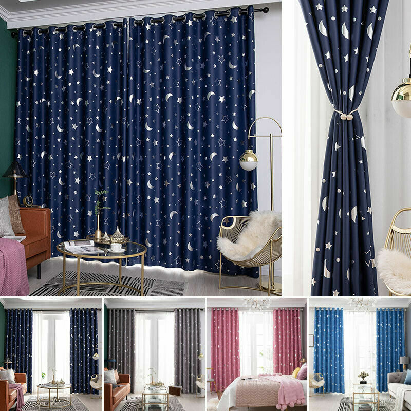 1Pcs Star Blackout Window Curtains Room Thermal Insulated Bedroom Decor Gift