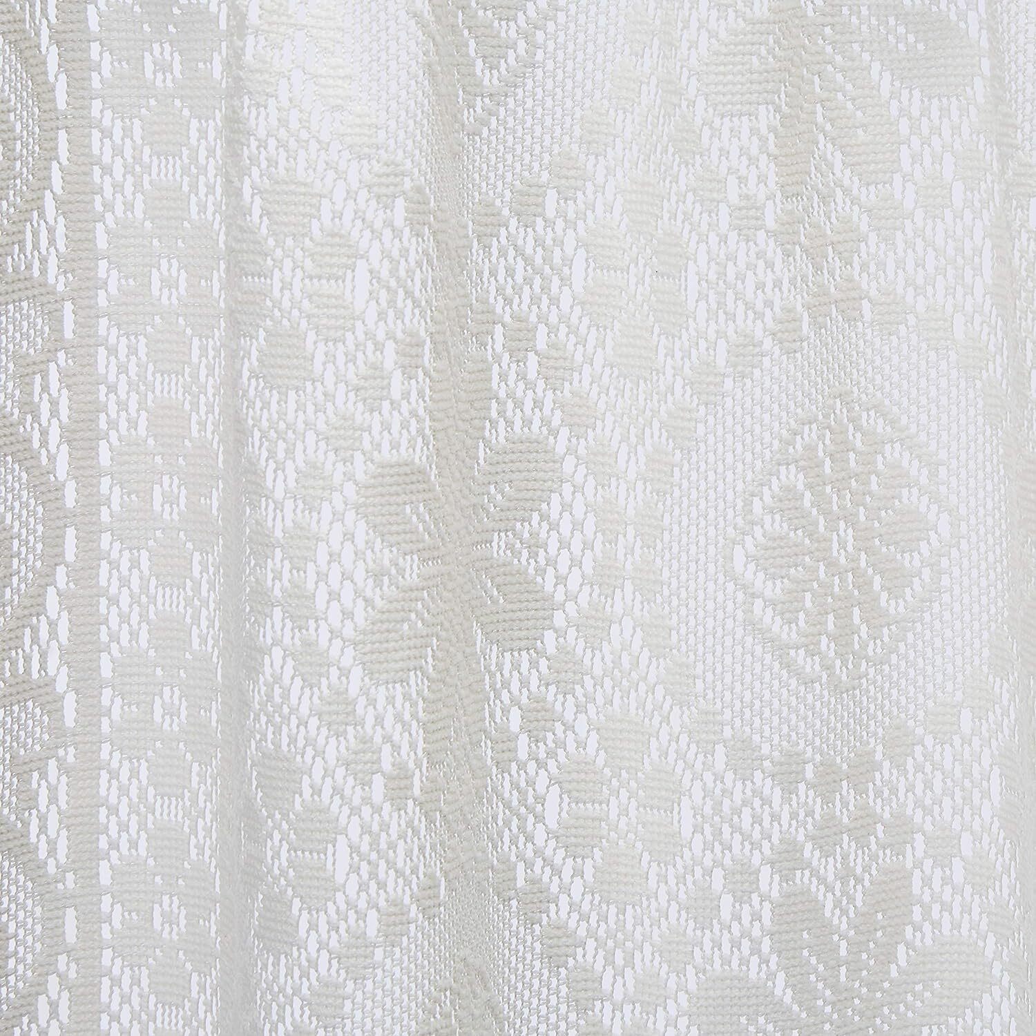 Hopewell Heavy Floral Lace White Lace Medallion Curtain Tiers or Valance