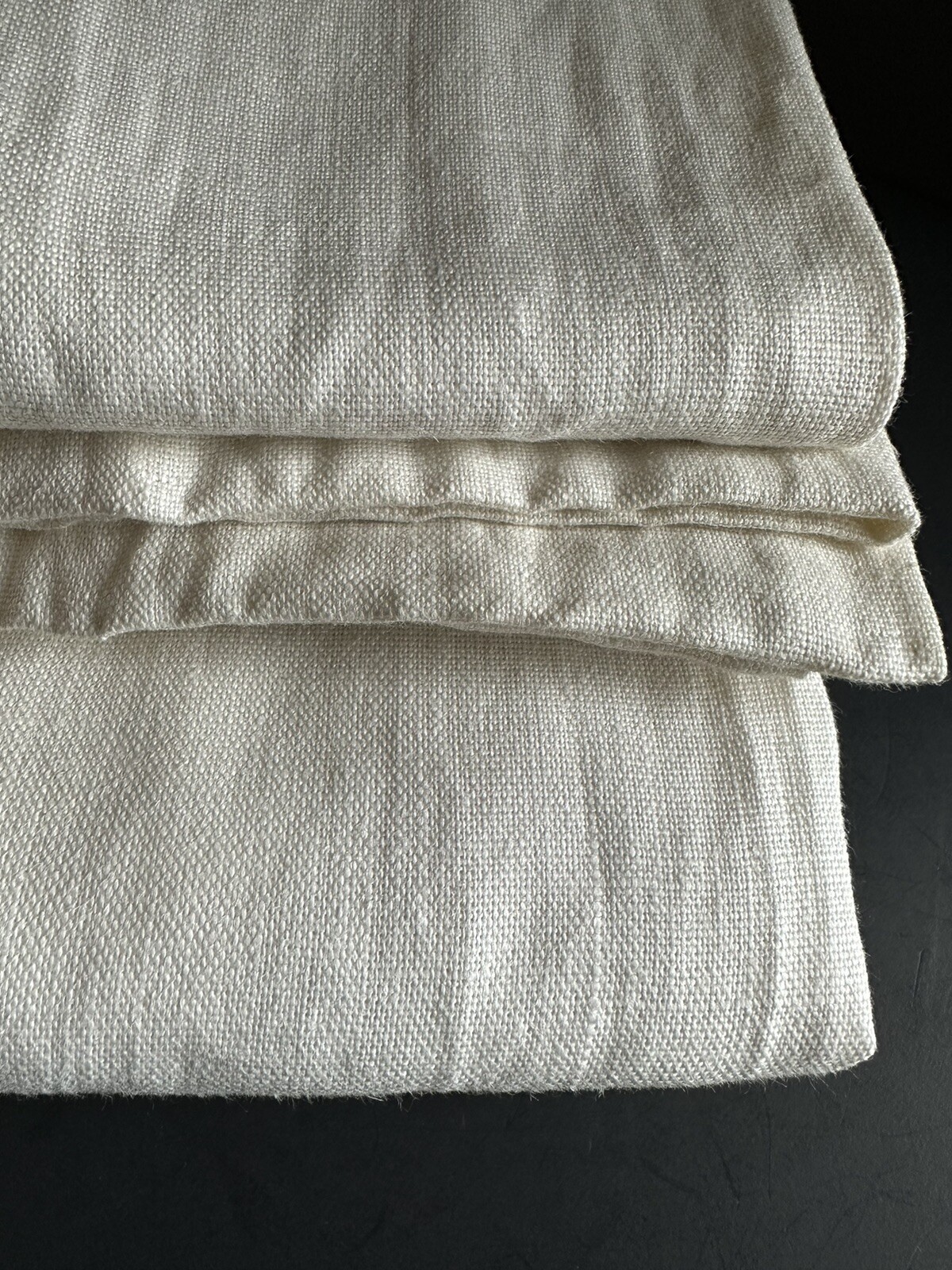 Single Restoration Hardware Belgian Textured Linen Curtain 96×48 White Lined