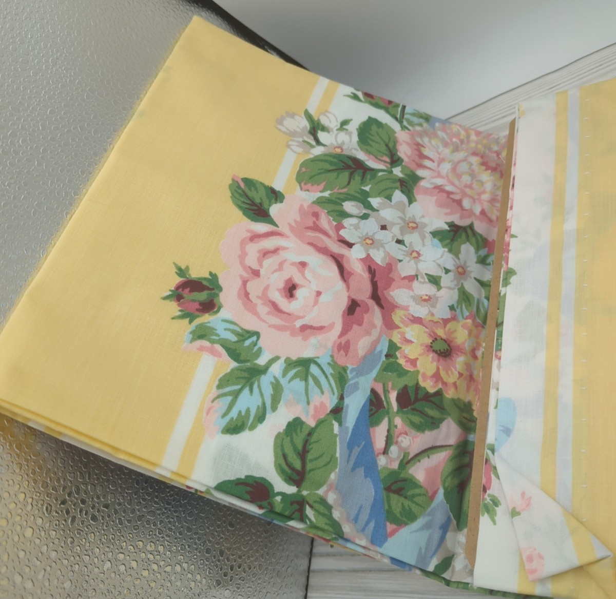 Croscill Blouson Valance Roses Floral Print “Princess” Granny Stripe 80’s 90s