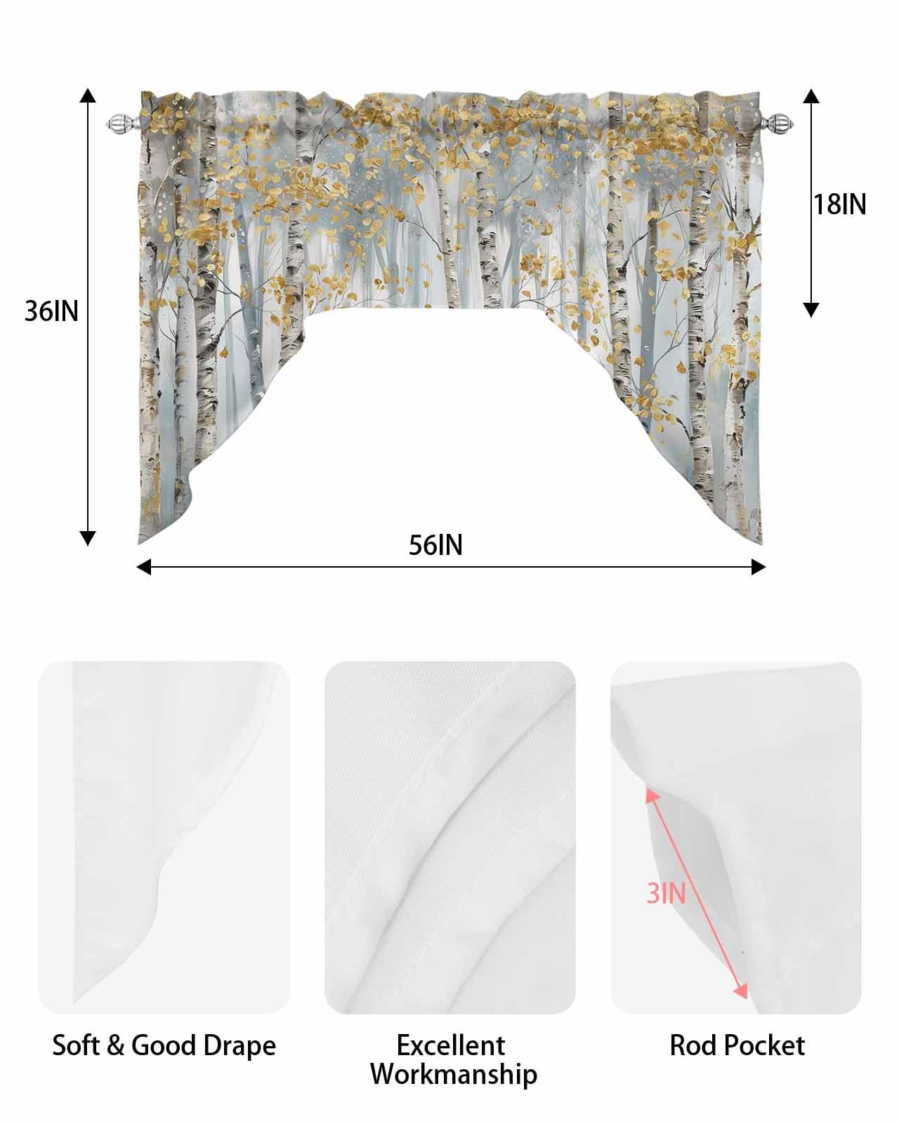 Modern Impressionist Tree Swag Valances for Windows, Abstract Oil Painting Ye…