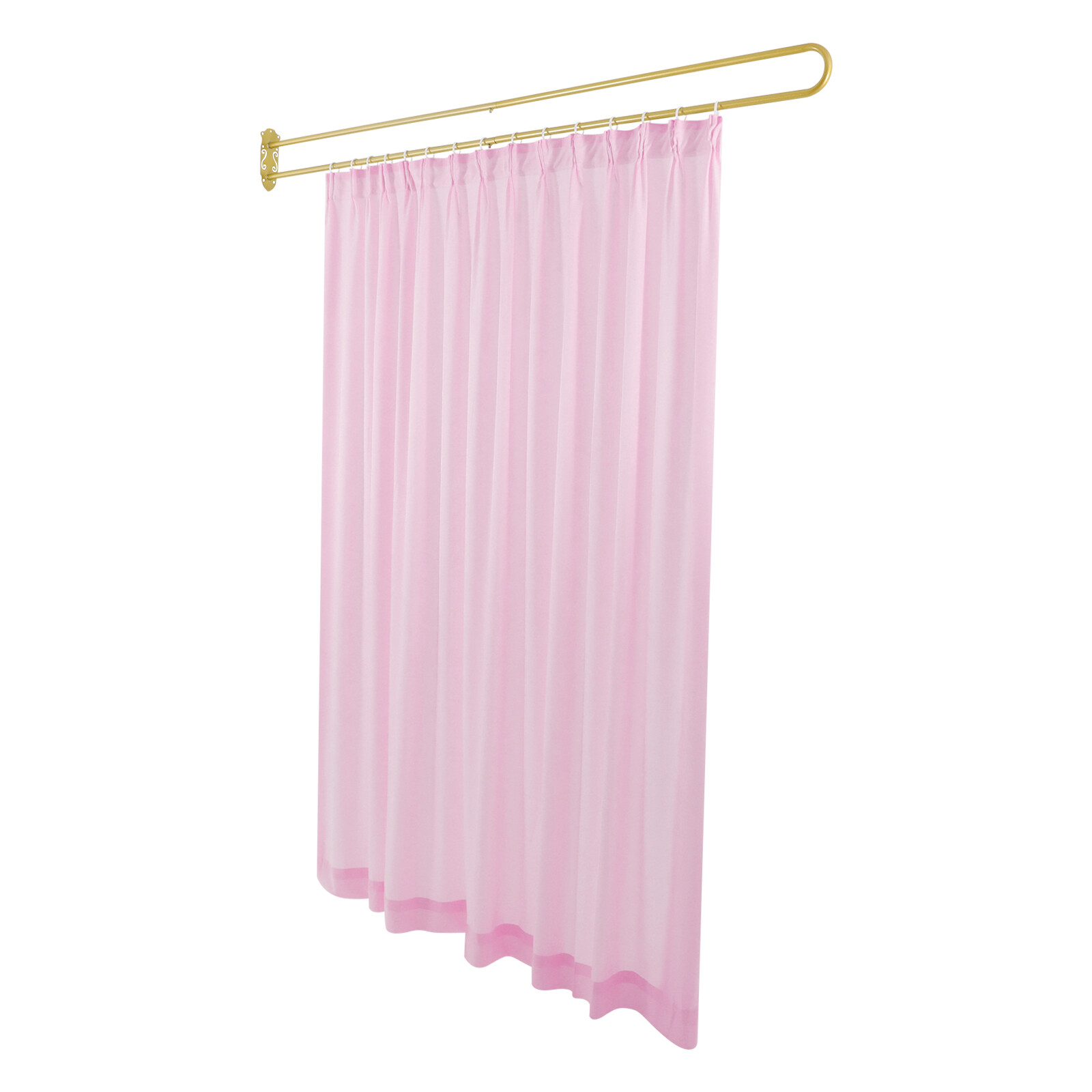 Privacy Partition Curtain Metal Support Wall Mounted U-Shape Room Divider 2M