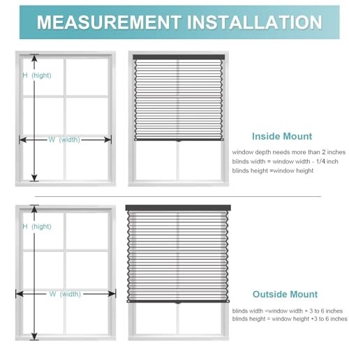 Cordless Blackout Window Blinds & Shades 24″W x 50″H Color-coordinated Grey