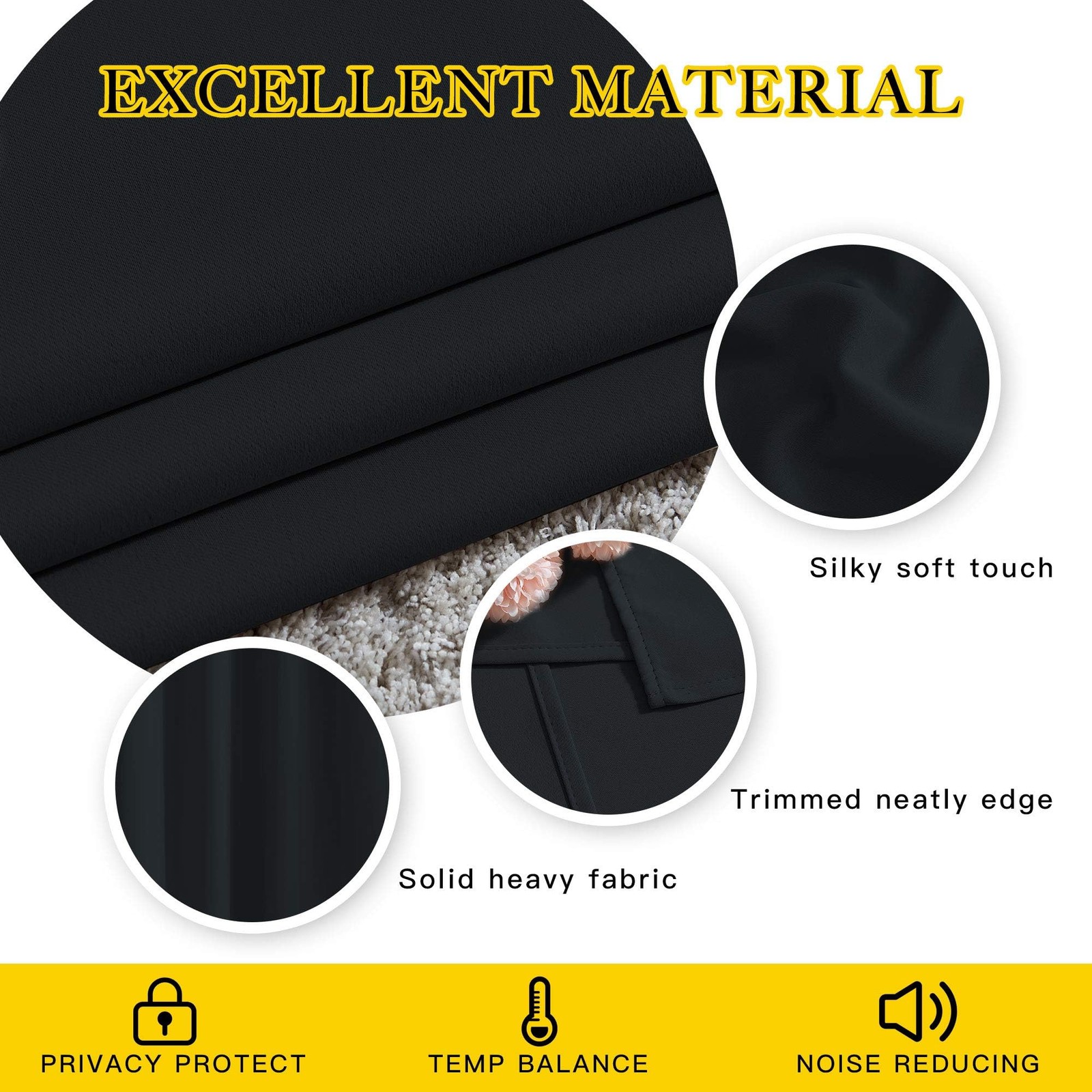 Black Out Curtains For Bedroom 84 Inches Long – Light Reducing Thermal Insulated