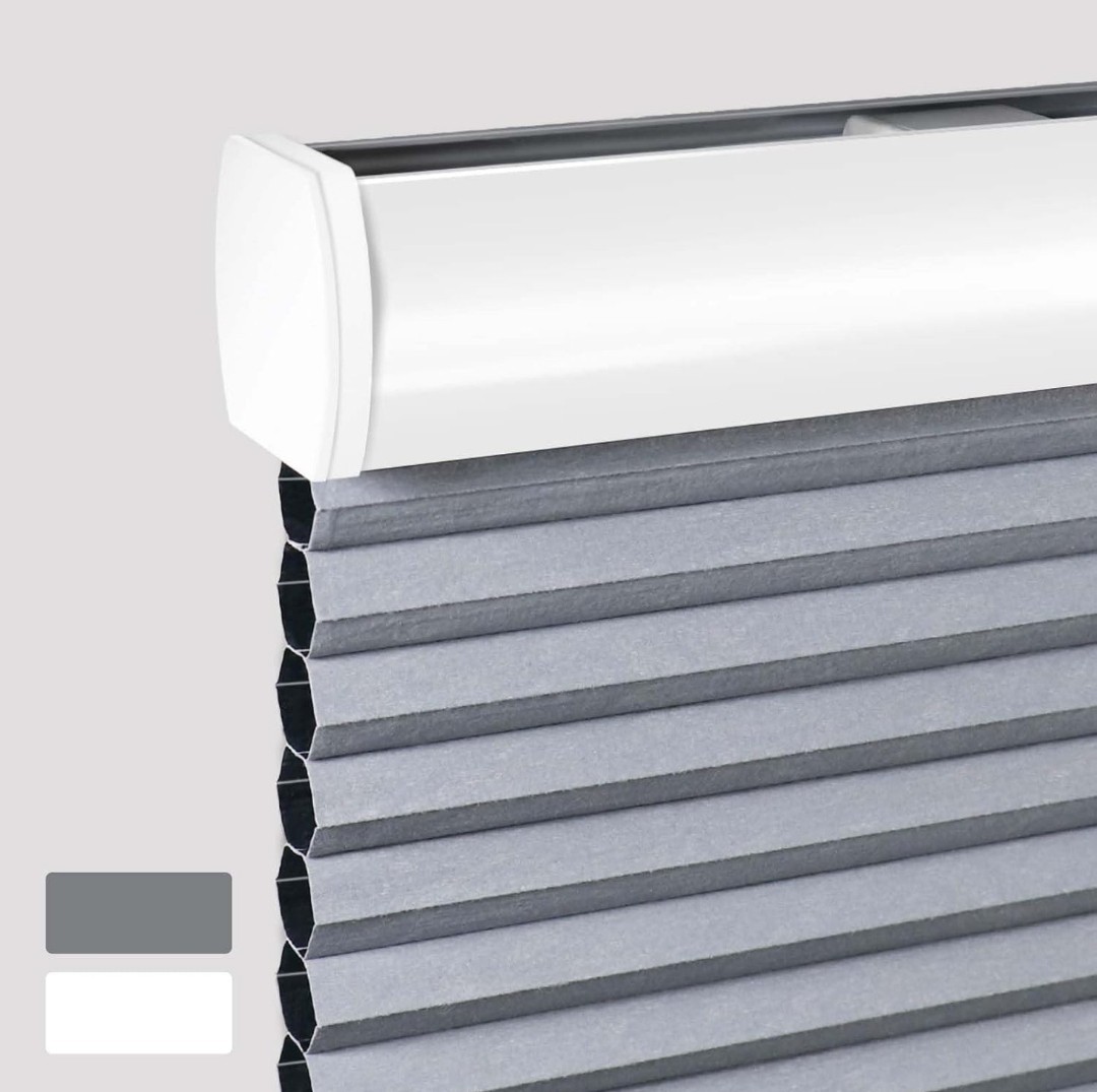 Blackout Cordless Cellular Shades Honeycomb 35″W x 64″H, Grey-White