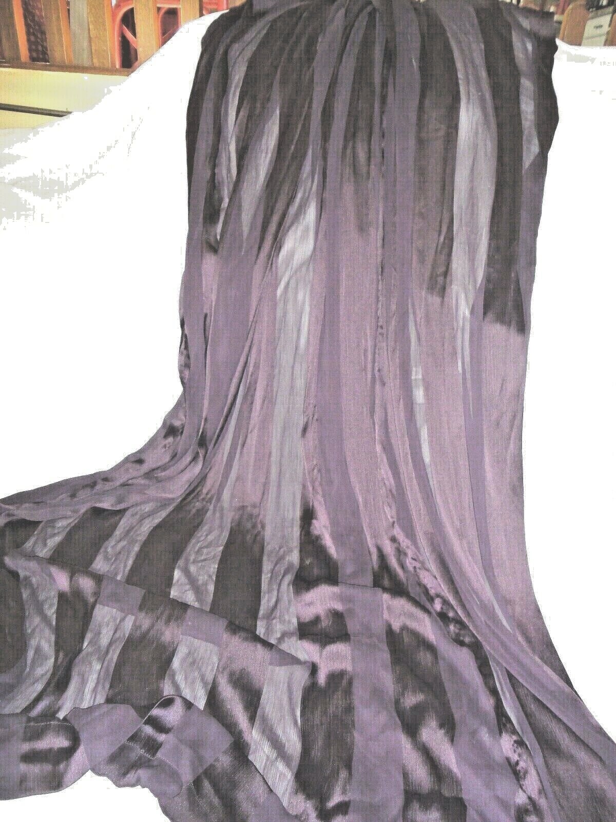 JC PENNEY CHRIS MADDEN PURPLE CHANTAL STRIPE (2) SHEER WINDOW PANELS 57 X 85