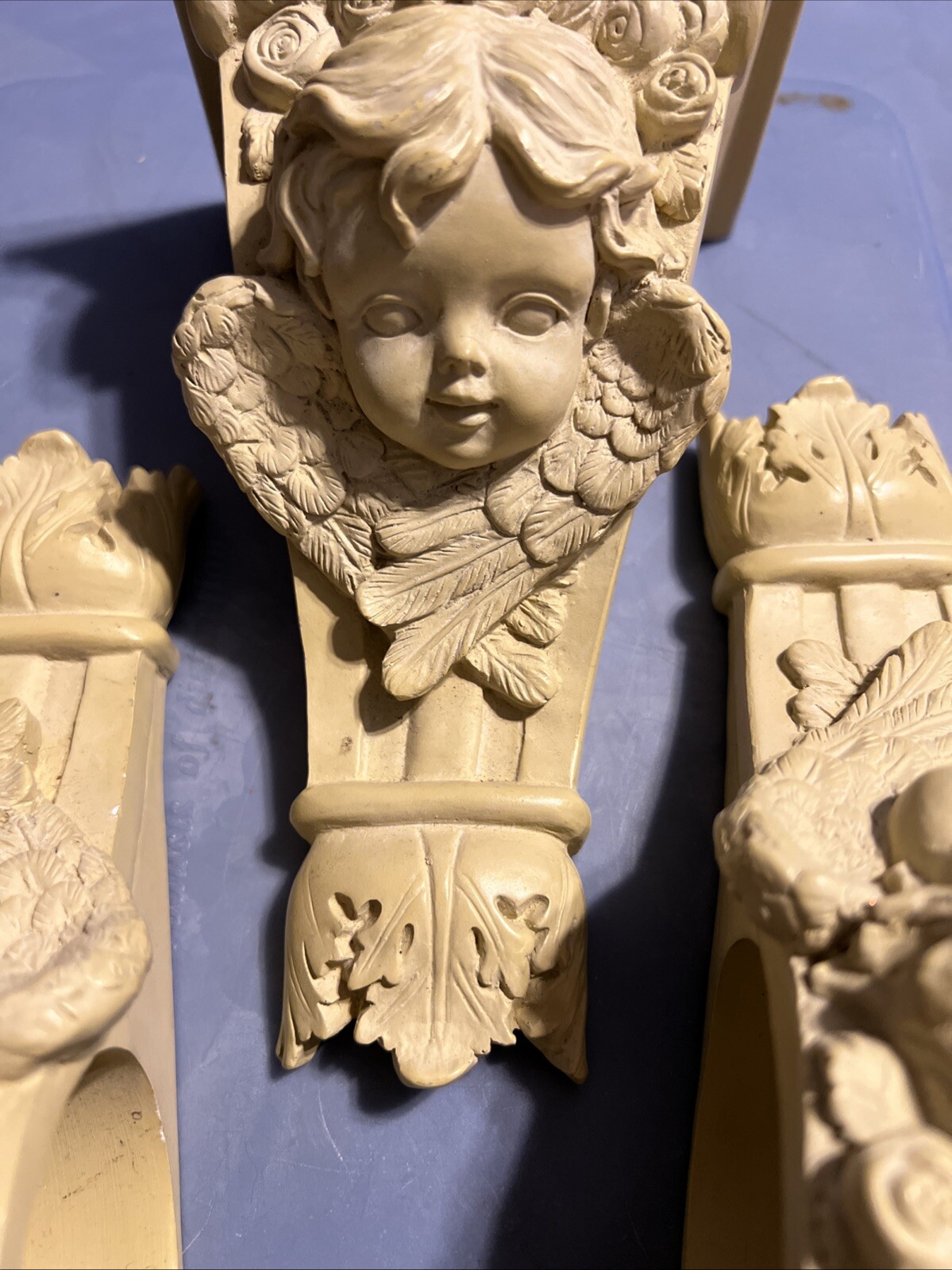 Cherub 4 Drapery Curtain Rods Wall Sconce Resin Swag Holder