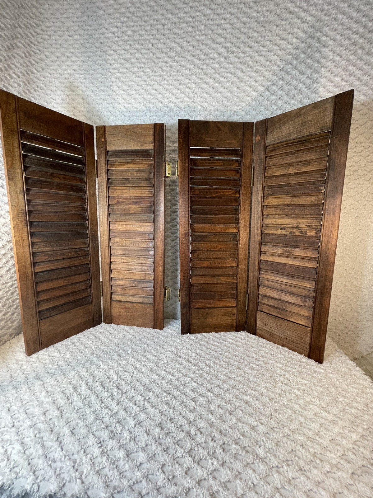VTG! Plantation Window Shutters ~Wood~Louver~Brown~24” X 16 1/8” Set of 2!