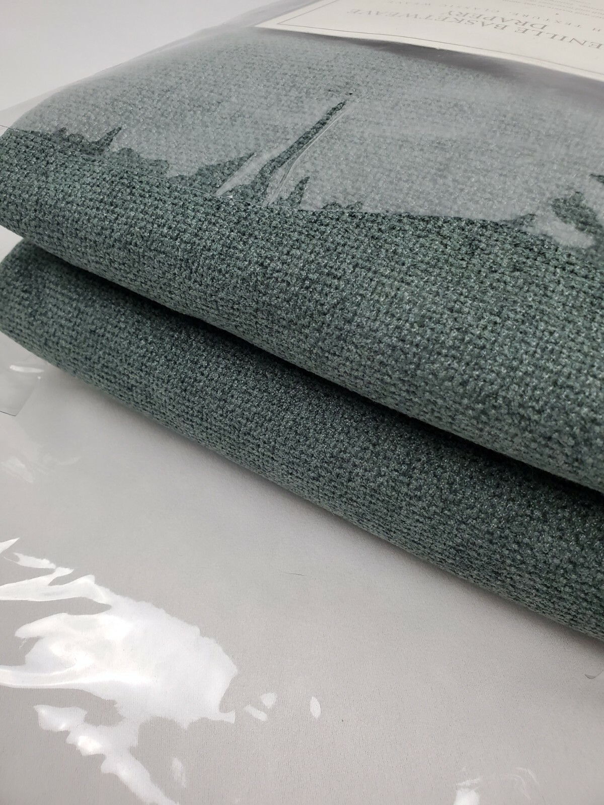 Restoration Hardware Chenille Basketweave Drapery 50×84 Cotton Lined Silver Sage
