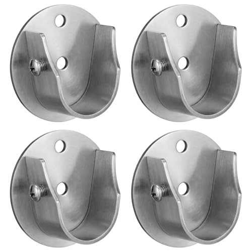 4 Pieces 7/8″ to 1″ Inside Mount Curtain Rod Bracket Socket Stainless Silver