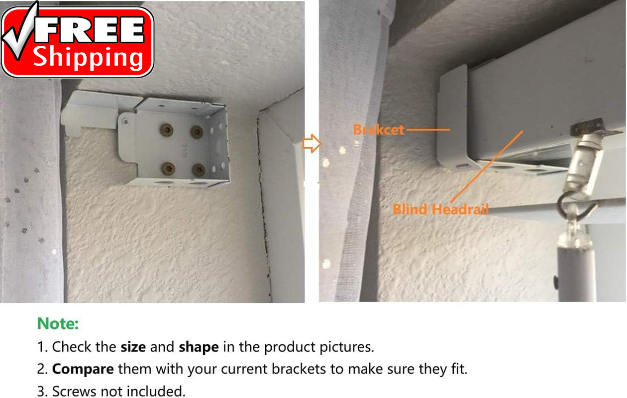 2Pcs Box Mounting Bracket for Low Profile Horizontal Blinds with 1-3/4″ X 2 1/2″