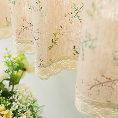 Farmhouse Cotton Linen Tier 56″W x 36″L (Pack of 1) Little Grass & Flower