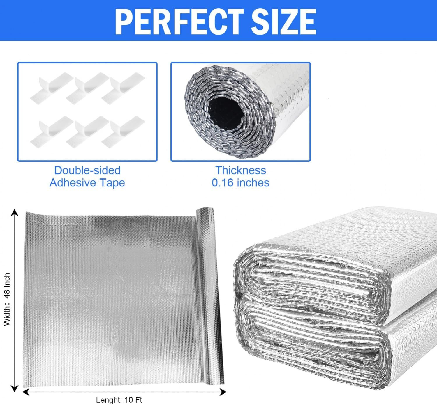 Double Reflective Insulation 48 in X 10 FT RV Window Insulation