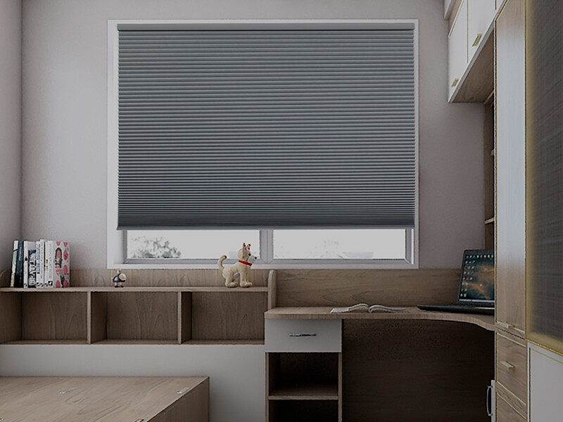 Custom Cut Cordless Room Darkening Gray Cellular Shade Honeycomb Blinds Blackout