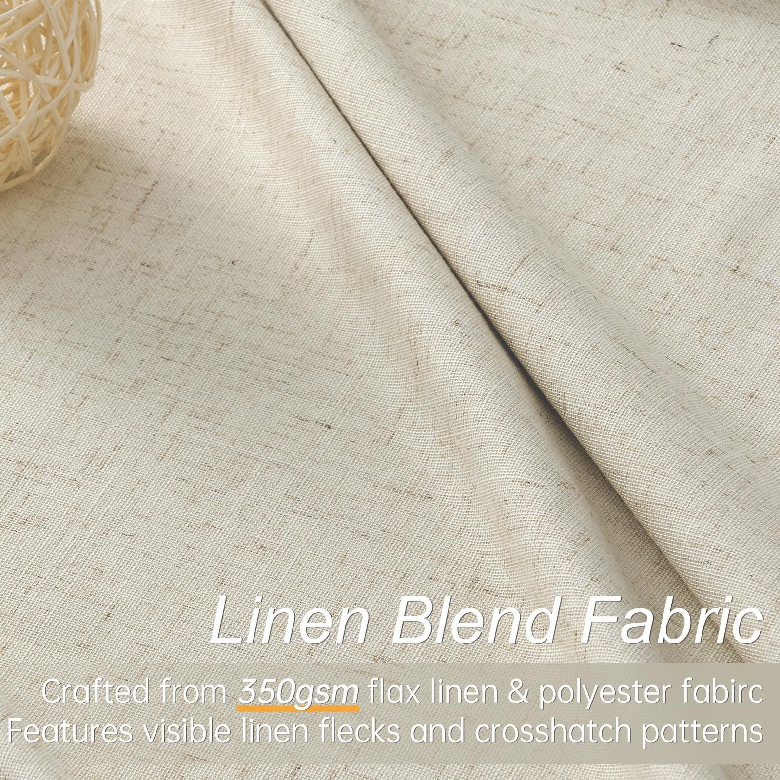 Topfinel 105 Inches Long Custom Black Out Thick Linen Drapery Panels Ivory