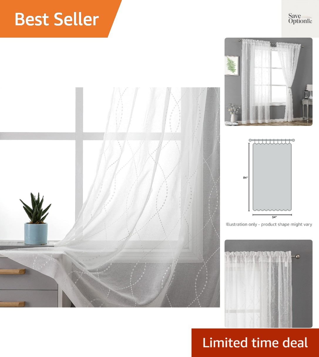 White Sheer Curtains Dots Moroccan Embroidered 84 Inches Long