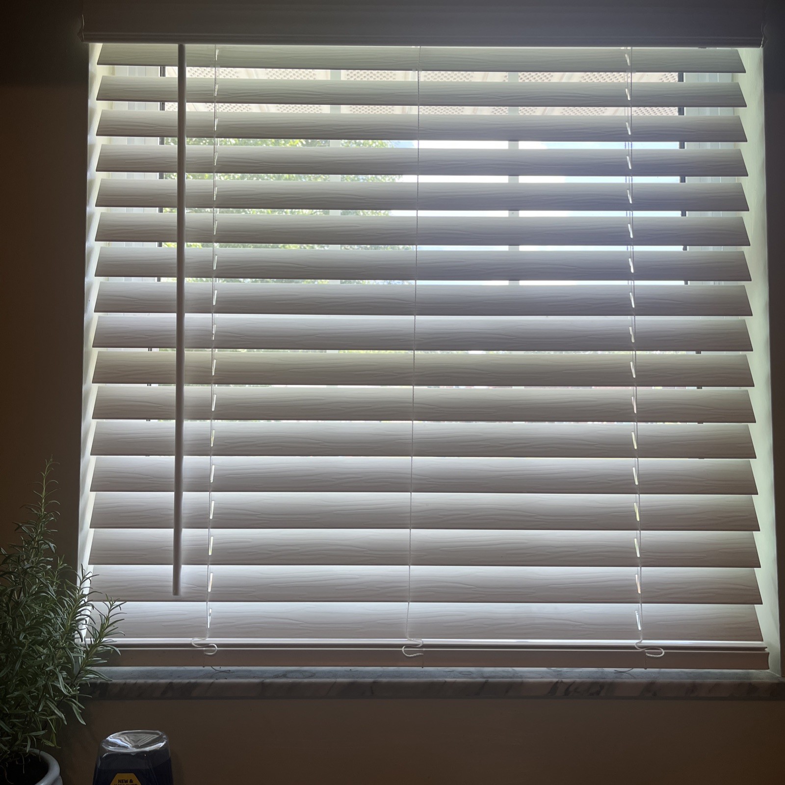 2 Available LOTUS & WINDOWARE 2” inch Cordless Faux Wood Blind 34” X 36”